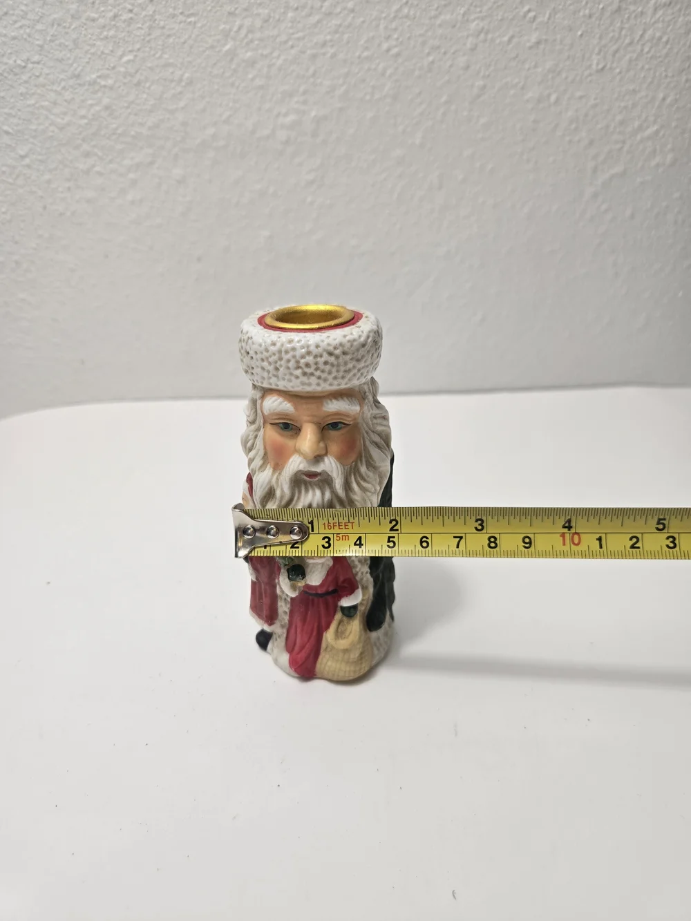 Vintage-Style Red and White Santa Candle Holder - Home Accents